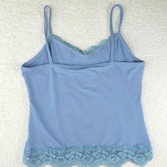 Virghoes Powder Blue Lacy Cami with red text printed Lucky You - Picture 5 of 13